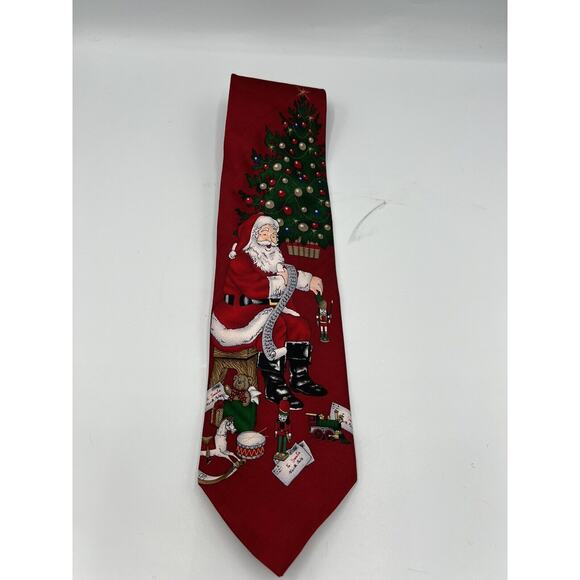 CHRISTMAS TIE Santa 100% Silk - Picture 1 of 3